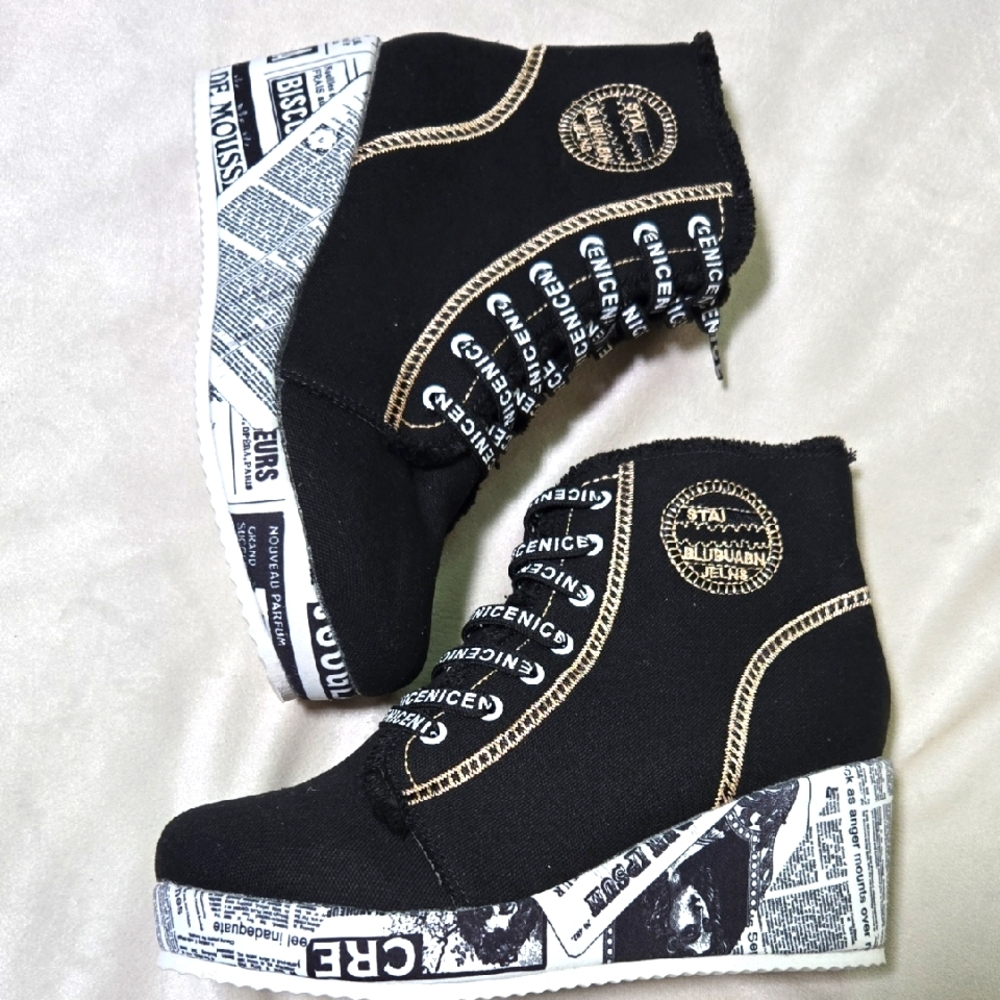 Black and White High-Top Sneakers